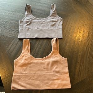 Nylon Medium Bralettes (2) Gray & Tan